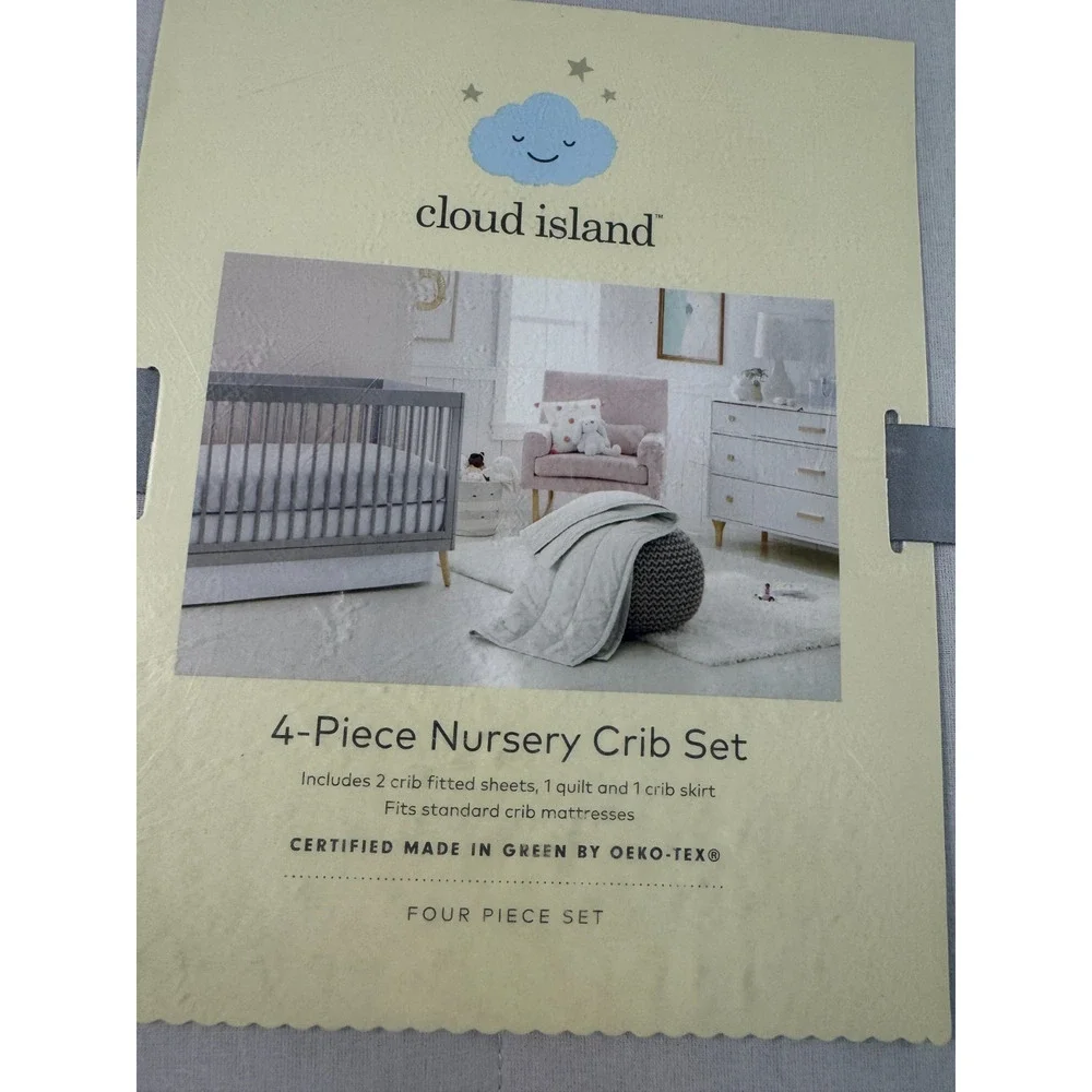 Cloud Island Crib Bedding Set Gray 4pc NWT